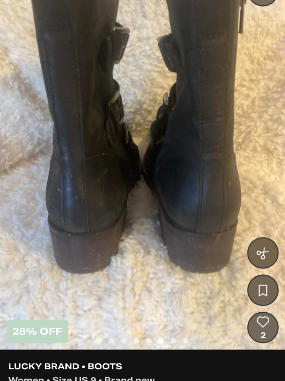 Lucky Brand Black Triple-Buckle Moto Ankle Boots Sz 8.5 - Picture 6 of 8